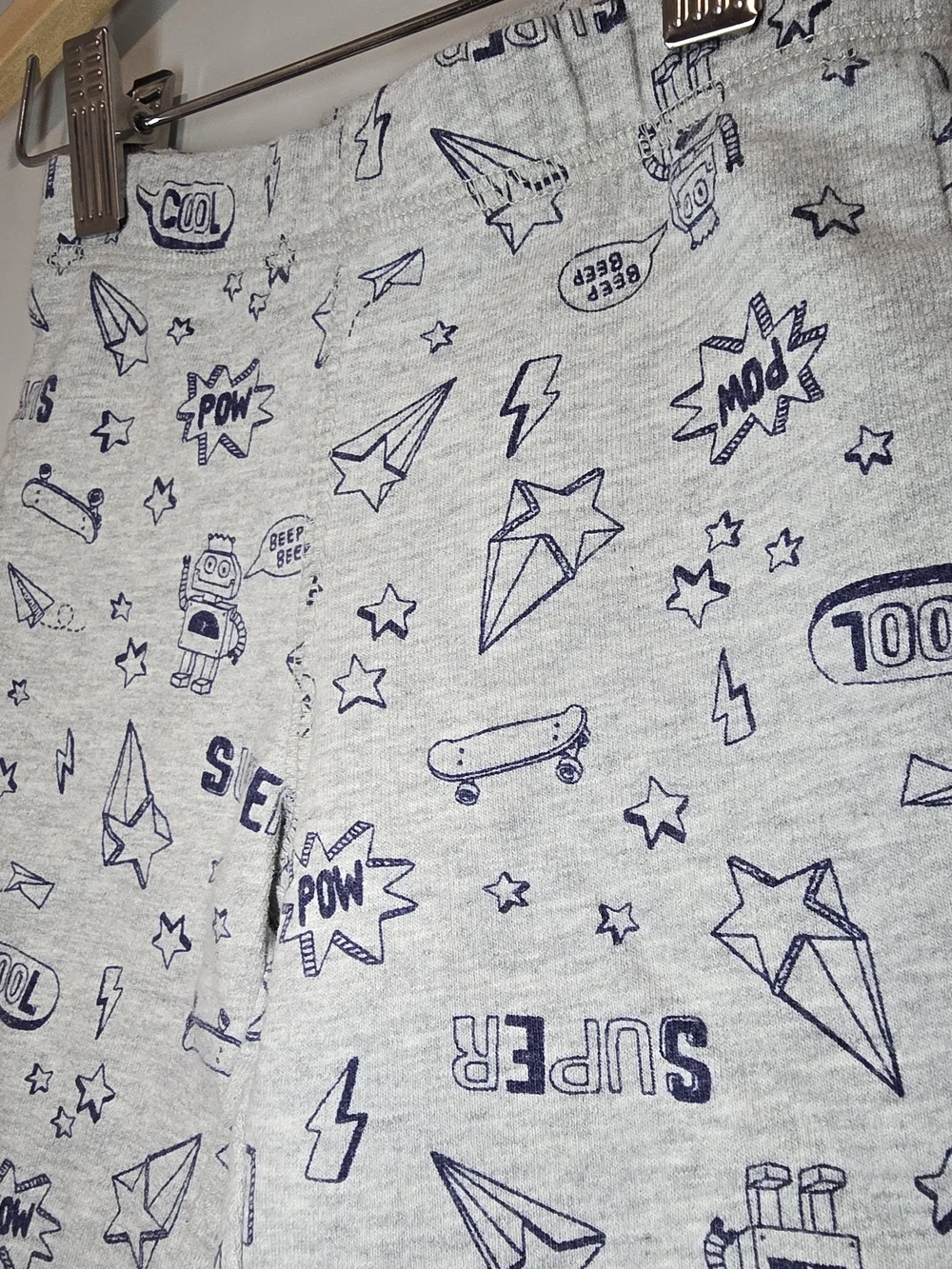 Carter's Light Gray Jogger Pants with Navy Print Robot Print